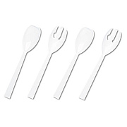 Tablemate Table Set Plastic Serving Forks and Spoons, 9.5", White, 48/Pack (W95PK4)