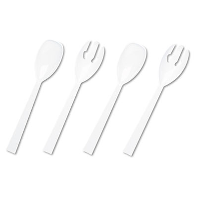 Tablemate Table Set Plastic Serving Forks and Spoons, 9.5", White, 48/Pack (W95PK4)