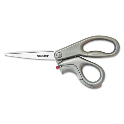 Westcott E-Z Open Box Opener Stainless Steel Shears, 8" Long, 3.25" Cut Length, Gray Offset Handle (13227)