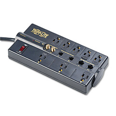 Tripp Lite Protect It! Surge Protector, 8 Outlets, 10 ft Cord, 3240 Joules, RJ45, Black (TLP810NET)