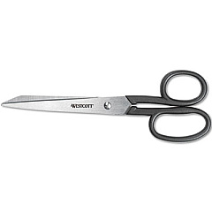 Westcott Kleencut Stainless Steel Shears, 8" Long, 3.75" Cut Length, Black Straight Handle (19018)