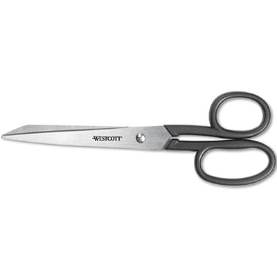 Westcott Kleencut Stainless Steel Shears, 8" Long, 3.75" Cut Length, Black Straight Handle (19018)