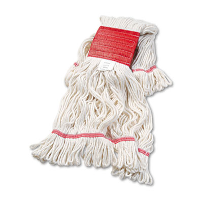 Boardwalk Super Loop Wet Mop Head, Cotton/Synthetic Fiber, 5" Headband, Large Size, White, 12/Carton (503WHCT)