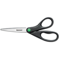 Westcott KleenEarth Scissors, 8" Long, 3.25" Cut Length, Black Straight Handle (41418)