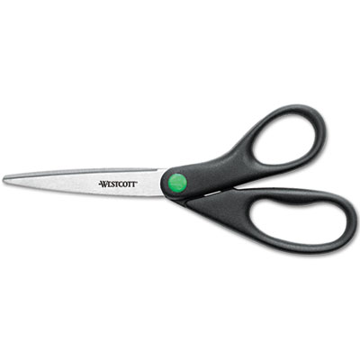 Westcott KleenEarth Scissors, 8" Long, 3.25" Cut Length, Black Straight Handle (41418)