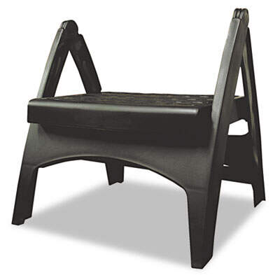 Adams Manufacturing QUIK-FOLD PLASTIC STEP STOOL, 1-STEP, ARCHED FOOT GUIDES, 13 X 13.5 X 12, BLACK (8530023731)