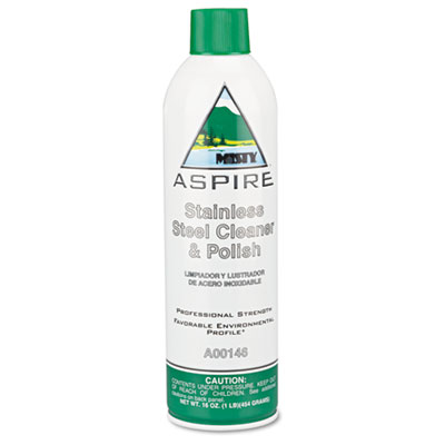 Misty Aspire Stainless Steel Cleaner and Polish, Lemon Scent, 16 oz Aerosol Spray, 12/Carton (1038047)