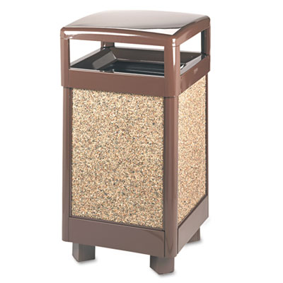 Rubbermaid Commercial Aspen Series Hinge Top Receptacle, Square, Steel, 29 gal, Brown (R36HT201PL)